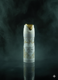 Deodorant bottle with gold cap on a dark background