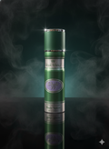 Green body spray can with 'Club 77' branding on a dark background with smoke effects.