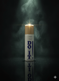DO IT deodorant spray can with smoke effect on a dark background