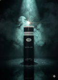 Black bottle labeled 'SAVE AGE' with a mystical light and smoke effect on a dark background